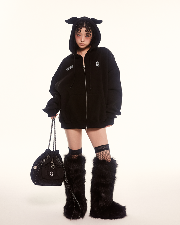 Heart padding bag Black